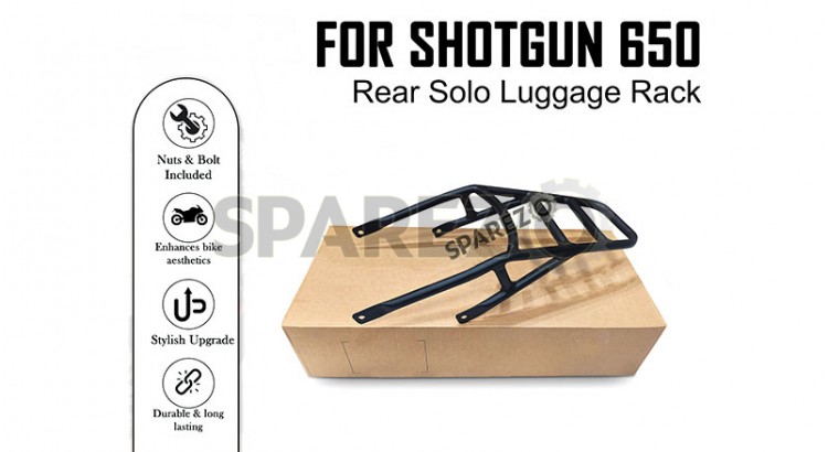 Fit For Royal Enfield Shotgun 650 Rear Solo Luggage Rack Black - SPAREZO